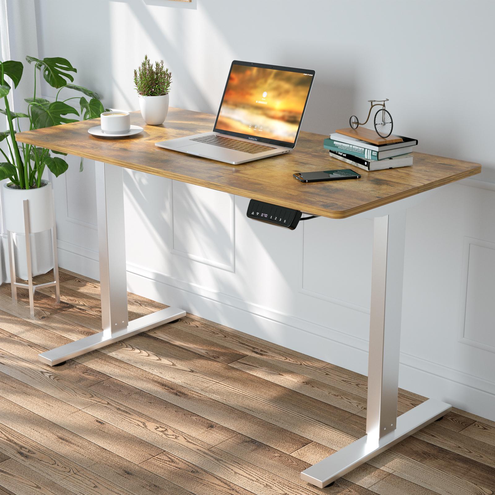Advwin Adjustable Height Electric Standing Desk Walnut Color