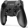BOOC PS4 Controller Wireless Bluetooth Gamepad for PS4/PS4 Slim/PS4 pro/PC with USB Charge Cable with Dual Vibration Clickable Touchpad Audio Function Light Bar and Anti-Slip (Black)