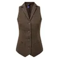 Premier Womens/Ladies Herringbone Waistcoat (Brown Check) (XL)