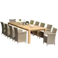 Cancun 3M Recycled Teak Timber Table And 10 Wicker Chairs Dining Setting - Dining Settings