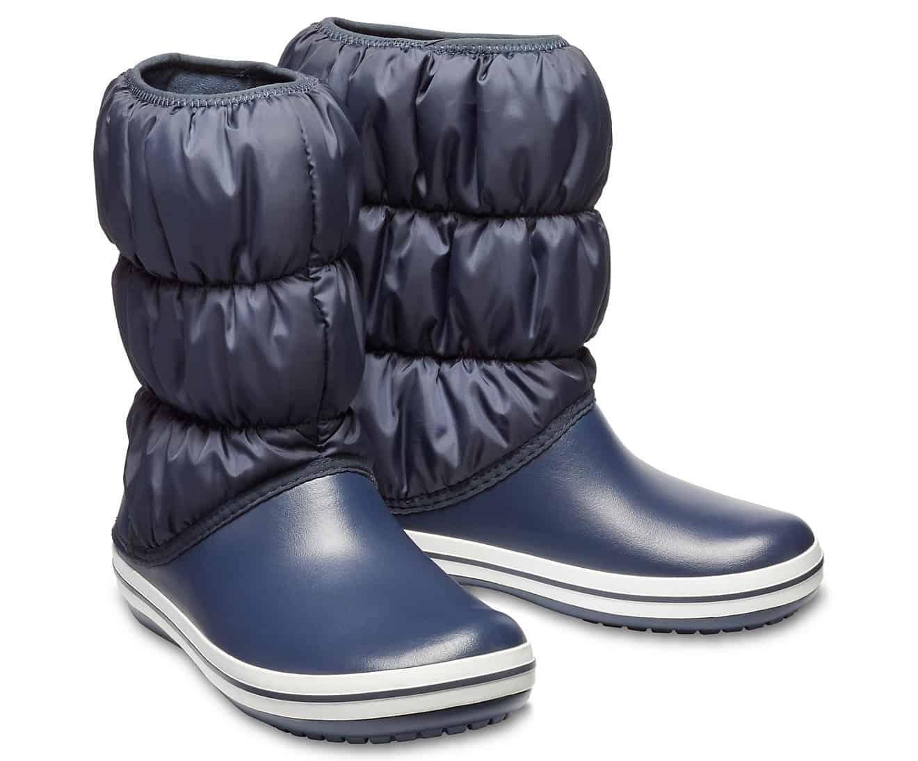 Crocs Womens Winter Puff Boot Puffer Shoes - Navy/White - US W6