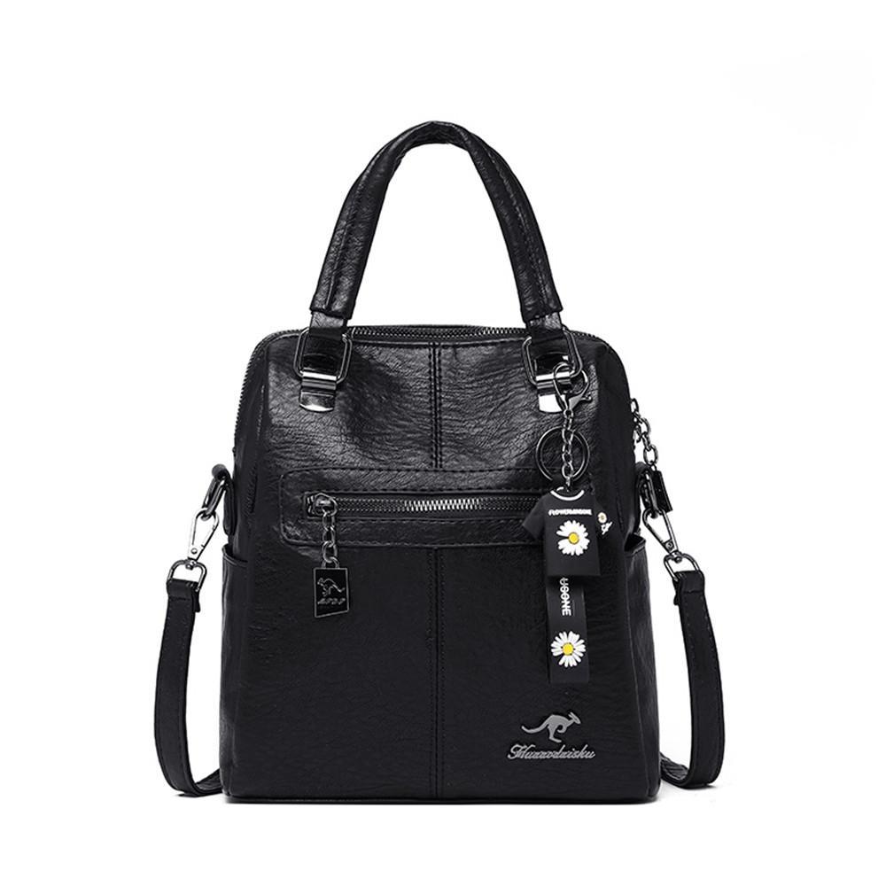 Retro High Quality Casual Backpacks for Women Luxury Women's Handbag Designer Ladies Pu Leather Zipper Shoulder Bag