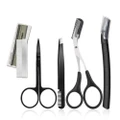 2Set Black Eyebrow Trimming Set with Comb Eyebrow Clip, Eyebrow Trimming Scissors, Frosted Handle Eyebrow Trimming Knife, Makeup Tool