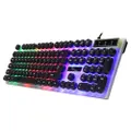G21 USB 104-keys Waterproof Floating Round Punk Keycap Colorful Backlight Mechanical Feel Wired Keyboard, Length: 1.3m(Black)