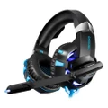 Over Ear Bass Stereo Surround Gaming Headphone With Microphone and Led Lights(Black Blue)