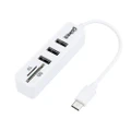2 In 1 Tf and Sd Card Reader + 3 X Usb Ports To Usb-C / Type-C Hub Converter(White)