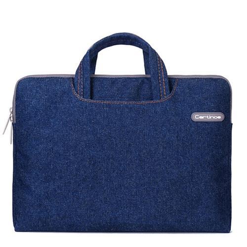 13.3 inch Cartinoe Jean Series Exquisite Zipper Portable Handheld Laptop Bag for MacBook, Lenovo and other Laptops, Internal Size:36x26x2.5cm(Blue)