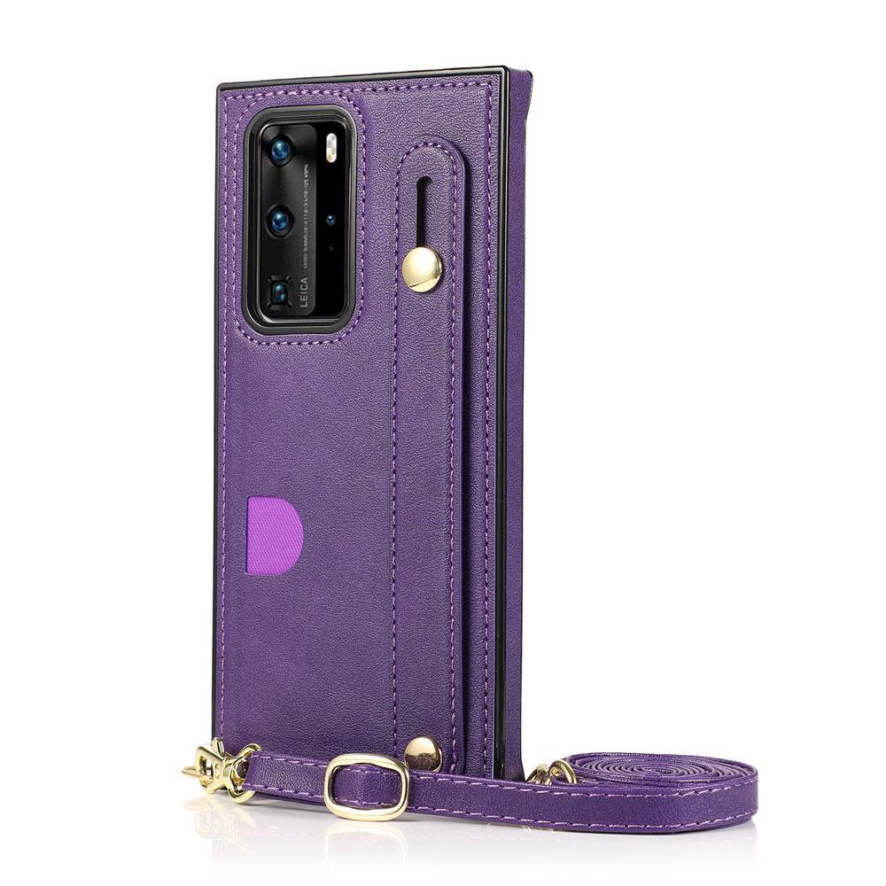 PU Leather Crossbody Strap Phone Case For Huawei Mate 20 Cord Chain Lanyard Cover Capa with Card Bag