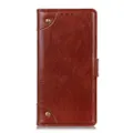 Copper Buckle Nappa Texture Horizontal Flip Leather Case for Alcatel 1S, with Holder & Card Slots & Wallet (Brown)