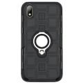 For Huawei Y6 Pro (2019) 3 In 1 Cube PC + TPU Protective Case with 360 Degrees Rotate Black Ring Holder(Black)