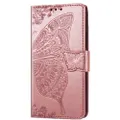 For LG K20（2019）Butterfly Love Flowers Embossing Horizontal Flip Leather Case with Holder & Card Slots & Wallet & Lanyard(Rose Gold)