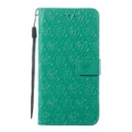 Pressed Printing Rattan Flower Pattern Horizontal Flip PU Leather Case for LG G8 ThinQ / G8S ThinQ, with Holder & Card Slots & Wallet & Photo Frame (Green)