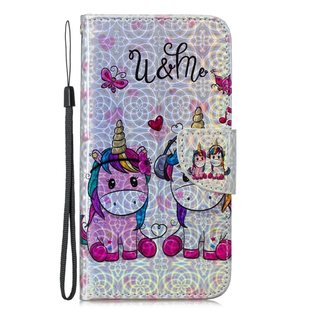 Dazzle Laser Coloured Drawing Horizontal Flip Leather Case with Holder & Card Slots & Wallet & Lanyard for Huawei P Smart (2019) / Honor 10 Lite(Two Unicorns)