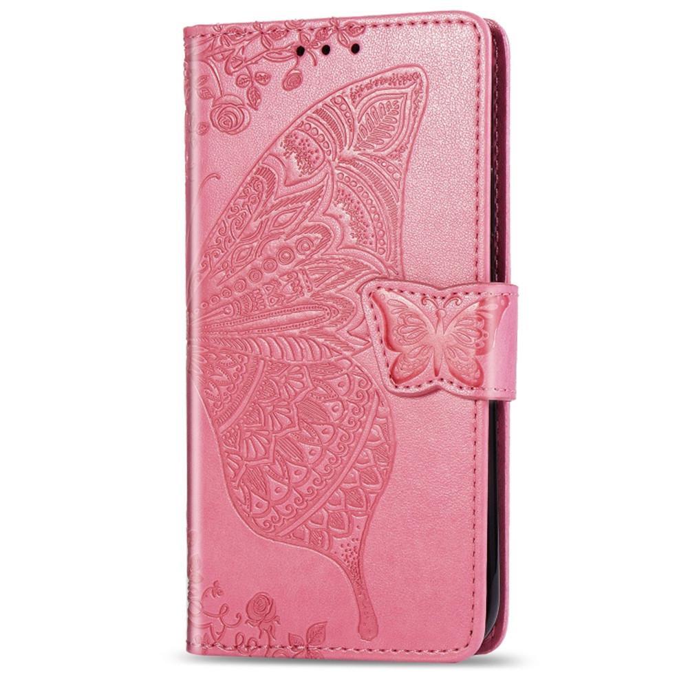 For Galaxy A20e Butterfly Love Flowers Embossing Horizontal Flip Leather Case with Holder & Card Slots & Wallet & Lanyard(Pink)