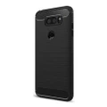 For LG V30 Brushed Texture Carbon Fiber Shockproof TPU Rugged Armor Protective Case(Black)