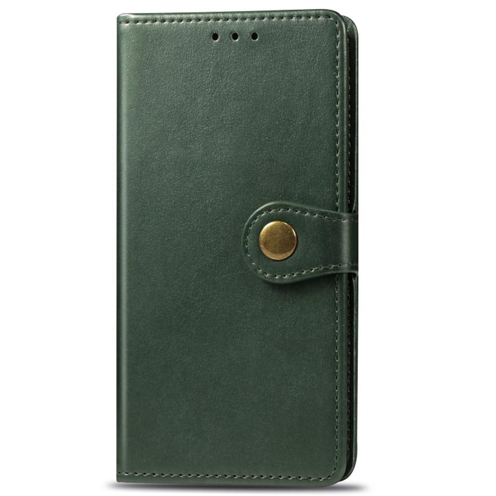 Retro Solid Color Leather Buckle Mobile Phone Protection Leather Case with Lanyard & Photo Frame & Card Slot & Wallet & Bracket Function for LG Stylo 5(Green)
