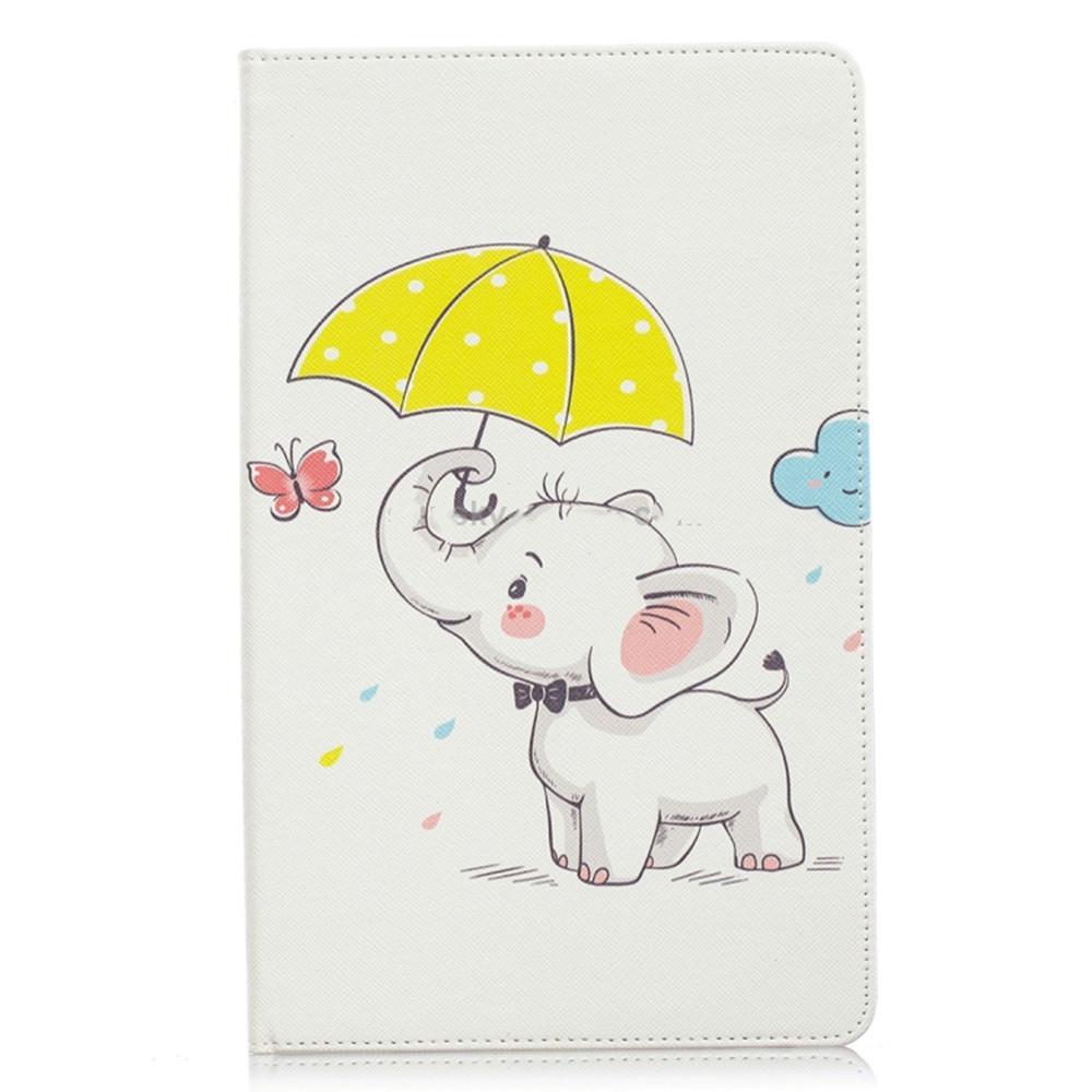 Colored Drawing Elephant under the Umbrella Pattern Horizontal Flip Leather Case for Galaxy Tab A 10.1 (2019) T510 / T515, with Holder & Card Slots & Wallet