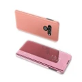 For LG K50S Plated Mirror Left and Right Flip Cover with Stand Mobile Phone Holster(Rose Gold)