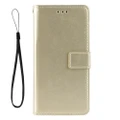 2PC Retro Crazy Horse Texture Horizontal Flip PU Leather Case for LG G8S ThinQ , with Holder / Card Slots / Photo Frame(Gold)