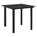 Garden Dining Table Black 80x80x74 cm Steel and Glass vidaXL