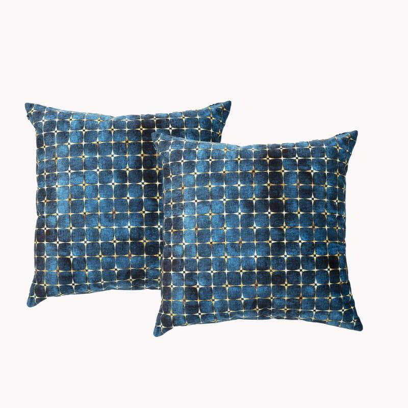 Renee Taylor Poly Velvet Printed Cubic 50x50cm Twin Pack Filled Cushion