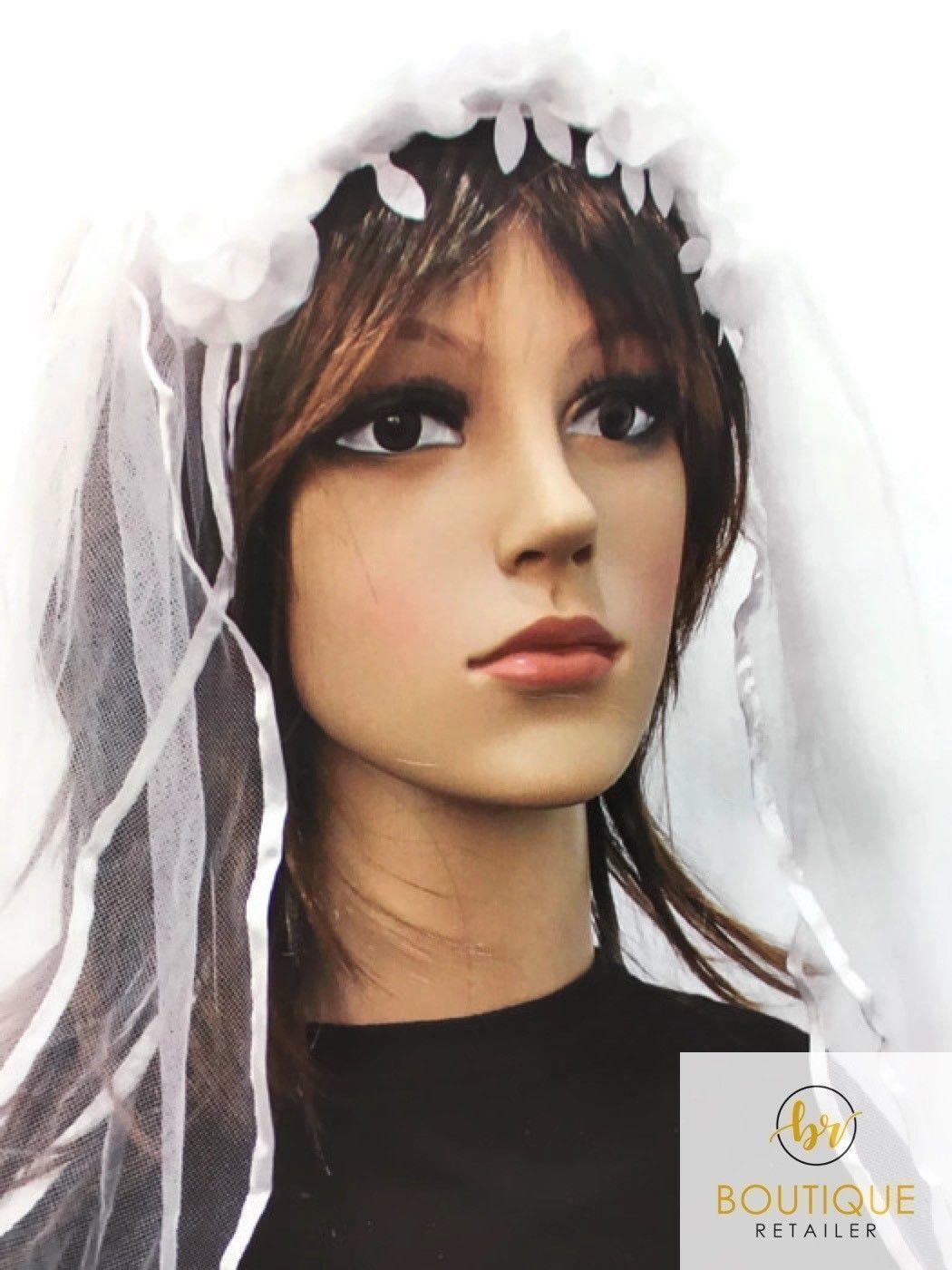 Hen's Party VEIL HEADBAND White Bride To Be Flowers Bridal Shower Bachelorette