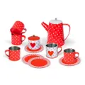 13pc Champion Heart Children Tin Suitcase Kettle Tea/Cup Pretend Kitchen Toy Set