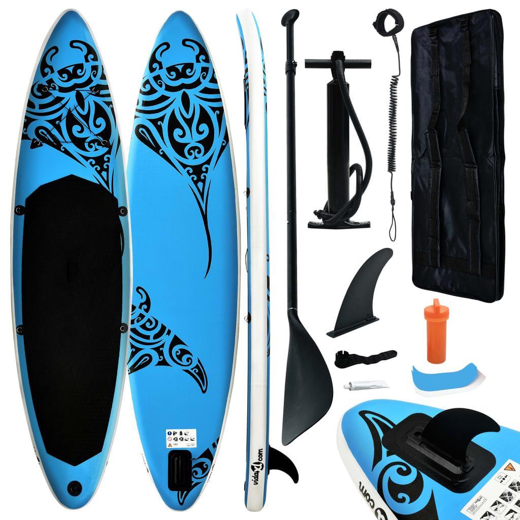 Inflatable Stand Up Paddleboard Set 320x76x15 cm Blue vidaXL
