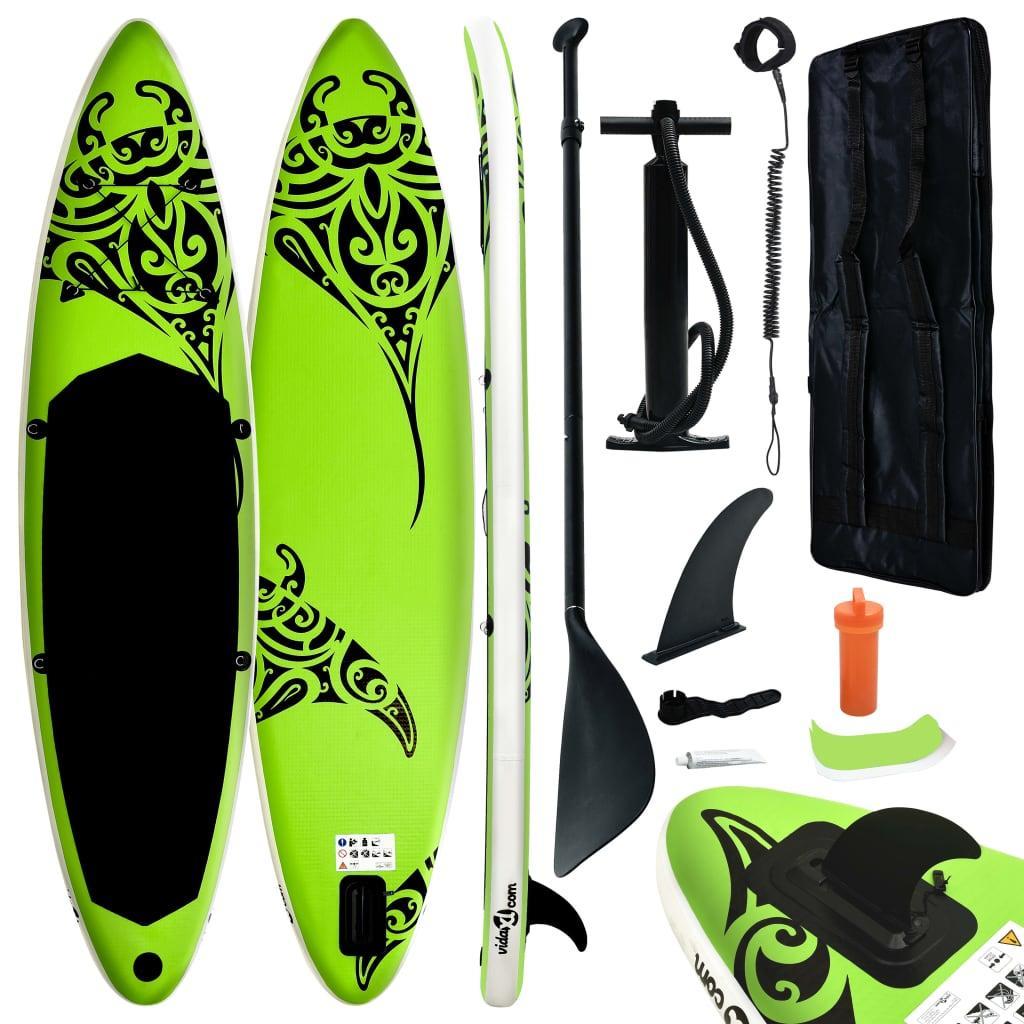Inflatable Stand Up Paddleboard Set 366x76x15 cm Green vidaXL