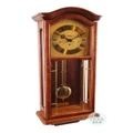 66cm Walnut 8 Day Mechanical Chiming Wall Clock With Brass Accents By AMS