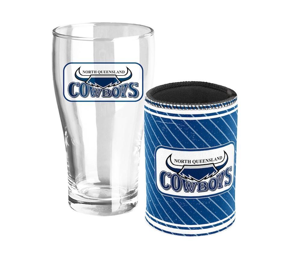 North Queensland Cowboys NRL Heritage Pint and Stubby Holder Set