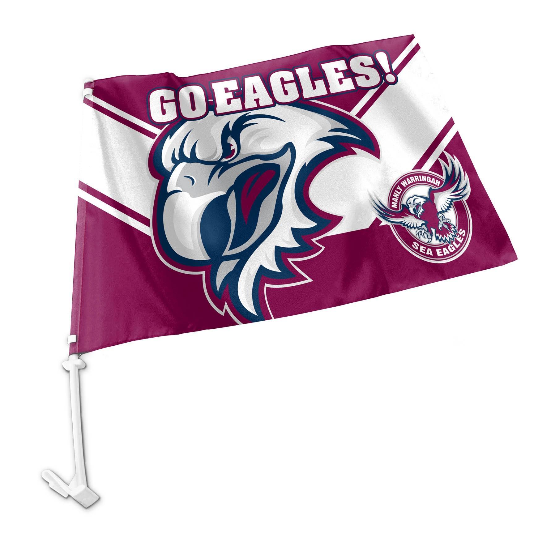 Manly Sea Eagles NRL Car Flag * Easy to Attach to Any Car!
