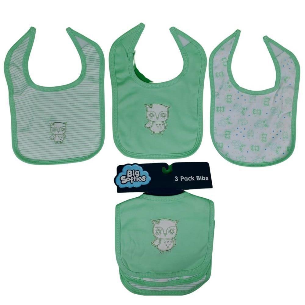 Big Softies Applique & Printed Bibs (3 pack) - Green