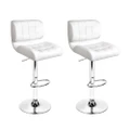 Artiss 2x Bar Stools Gas Lift Leather Padded White