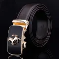 Adjustable Leather Belt Auto locking Horse Gold Buckle 101E Leather Belt Buckle Men Women Chain Belt