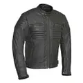 RIDERACT Mens Leather Motorcycle Jacket Combat Motorbike Jacket Protective Gear with free CE Armored - 2XL