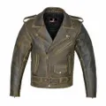 RIDERACT Mens Vintage Motorcycle Leather Jacket Brando Distressed Leather Jacket Armored Riding Gear - Medium