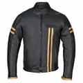 RIDERACT Mens Motorcycle Leather Jacket Striper Motorbike Touring Jacket Riding Gear with free CE Armors - 3XL
