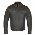 RIDERACT Mens Distressed Leather Jacket Vintage Leather Motorbike Jacket with free CE Armors Moto Gear - S