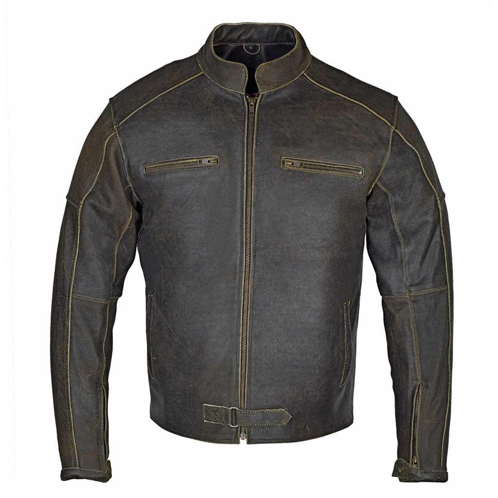 RIDERACT Mens Distressed Leather Jacket Vintage Leather Motorbike Jacket with free CE Armors Moto Gear - 3XL