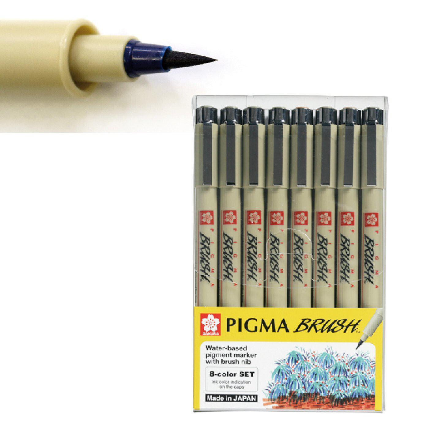 Sakura Pigma Micron Brush Pens 8pk - Archival Safe