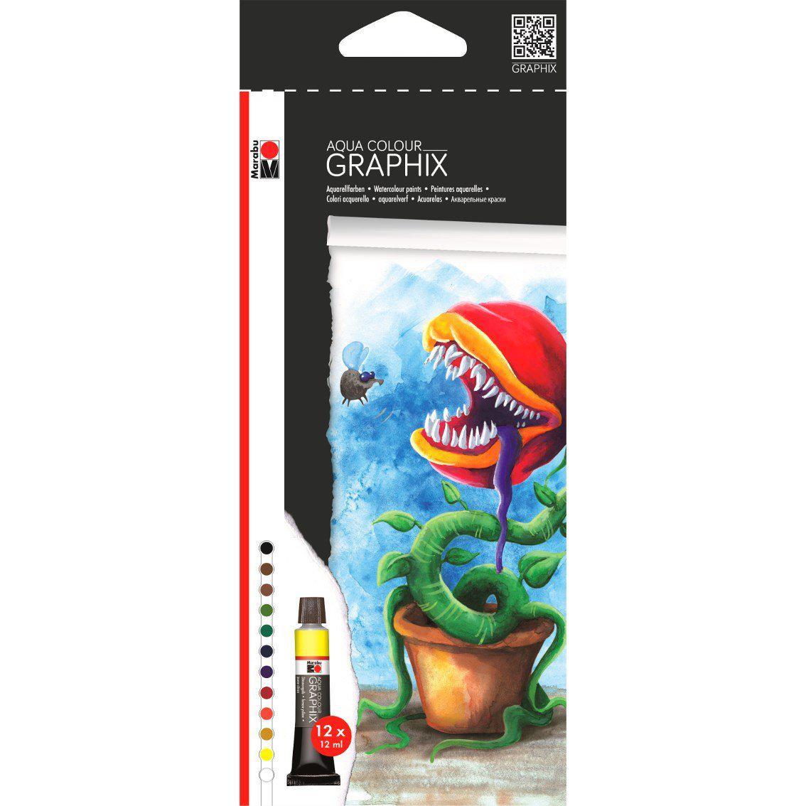 Marabu Graphix Watercolour Paint Set 12 x12ml