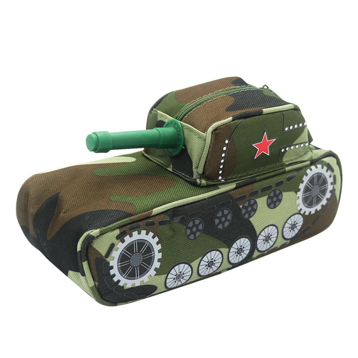Large Capacity Creative Camouflage Tank Shape Stationery Organizer Zipper Pen Pencil Bag Anti-theft Pencil Case Gifts School Students Supplies