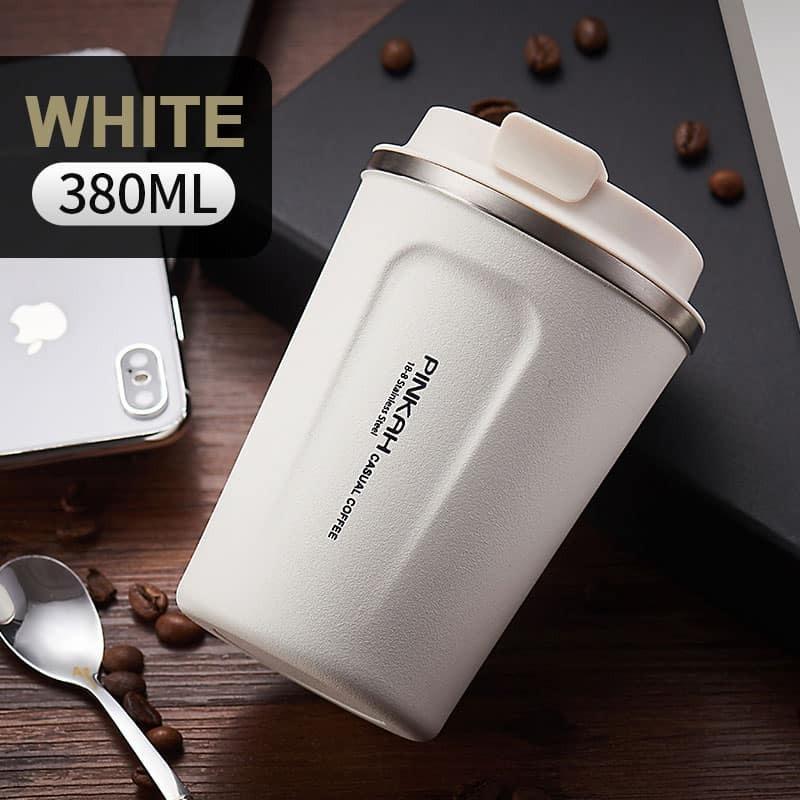 Pinkah Stainless Steel Thermos Cup Travel Coffee Mug Vacuum Flask 350 / 510ml - 350ML, 350ML WHITE