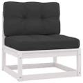 2 Piece Garden Lounge Set with Cushions White Solid Pinewood vidaXL