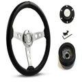 SAAS Steering Wheel Leather 14" ADR Retro Satin Spoke SW616OSP-R and SAAS boss kit for Nissan 200SX S14 1994-1998