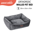 Paws & Claws Pet Walled Bed Dog Cat Plush Mattress Nest Calming Warm Kennel GREY