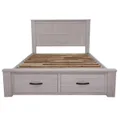 VI Florence Brushed Mountain Ash Double Bed with Drawer Storage White Wash Finish