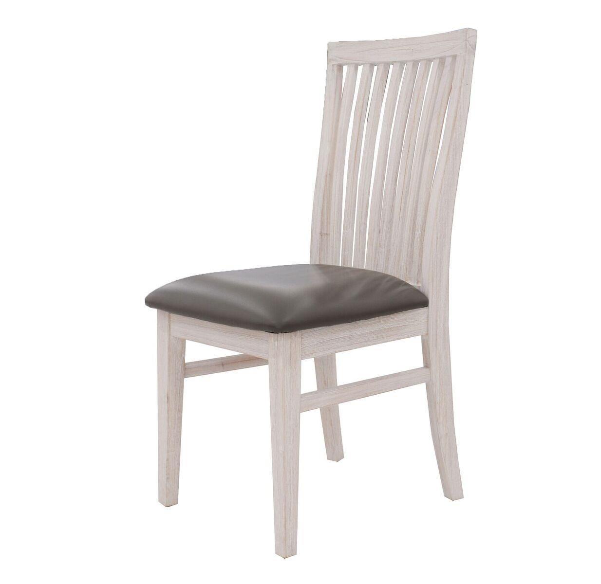 VI Florence Brushed Mountain Ash Dining Chair PU Seat White Wash Finish