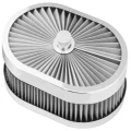 Proflow Air Filter Assembly Flow Top Oval Stainless Steel 12in. x 9in. x 2in. Suit 5-1/8in. Flat Base PFEAF-300051S